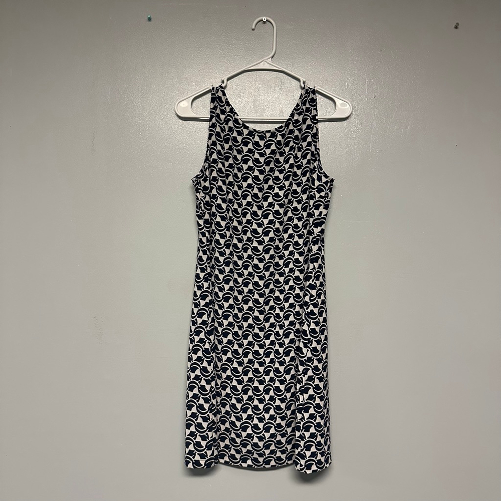 Women's KAARI BLUE Navy White Palm Explosion Sleeveless Dress Size small - Picture 5 of 6